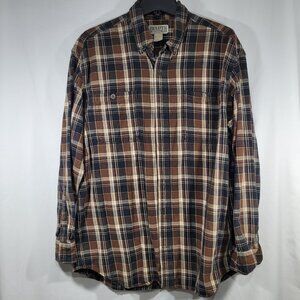 Duluth Free Swingin Flannel Shirt | Mens Size Large | Brown Plaid Button Down